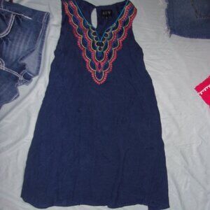 size 8 womens boho  blue dress casual sleeveless medium eight sun